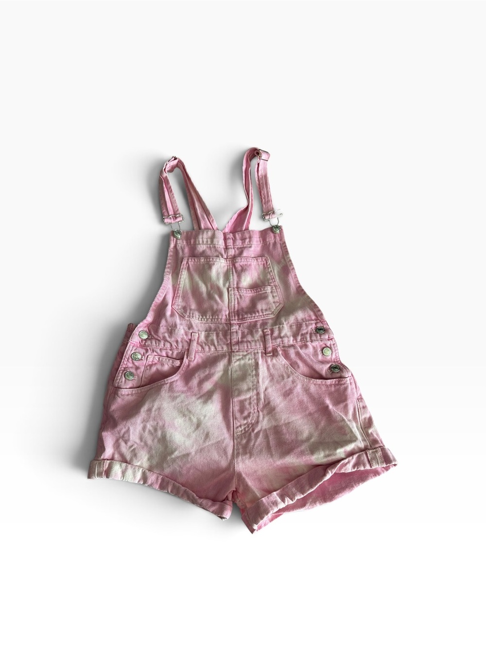 We The Free Pink Tie-Dye Denim Shortalls / Overall Shorts
